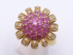 750 ルビー 1.65ct ダイヤ 0.45ct リング 13.2g